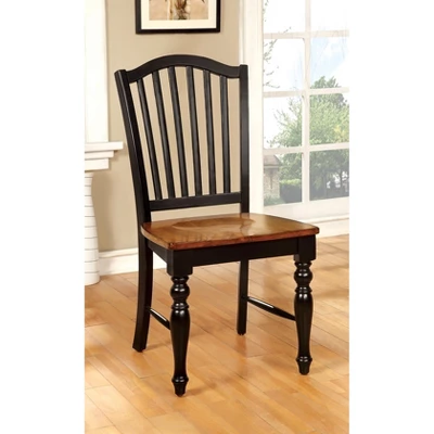 Set Of 2 Jameson Country Style Wooden Chair Black/Oak - HOMES: Inside + Out 1 Set Of 2 Jameson Country Style Wooden Chair Black/Oak - HOMES: Inside + Out