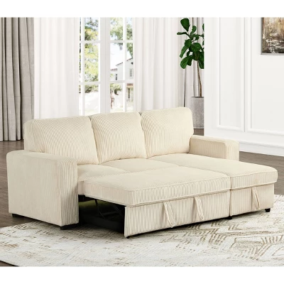 HOMES: Inside + Out Paeke Sleeper Sectional Sofa Corduroy With Storage Chaise And Reversible 6 HOMES: Inside + Out Paeke Sleeper Sectional Sofa Corduroy With Storage Chaise And Reversible - Image 6