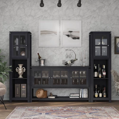 3pc Torrey TV Stand And Media Tower Set Black - HOMES: Inside + Out 1 3pc Torrey TV Stand And Media Tower Set Black - HOMES: Inside + Out