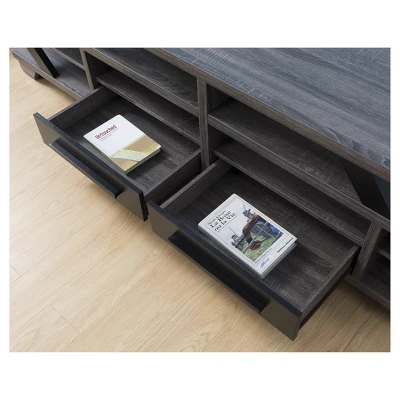 Harla Contemporary TV Stand For TVs Up To 80" Distressed Gray/Black - HOMES: Inside + Out 2 Harla Contemporary TV Stand For TVs Up To 80" Distressed Gray/Black - HOMES: Inside + Out - Image 2