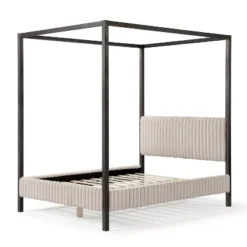 HOMES: Inside + Out Queen Barrette Canopy Platform Bed With Corduroy Upholstered Bed Light Brown -Inside out home GUEST 4c4b33bd 5c77 4ef7 badb daa2b45ccda6