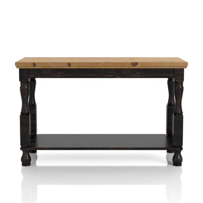 Philoree Wooden Traditional Sofa Table Antique Black And Oak - HOMES: Inside + Out 4 Philoree Wooden Traditional Sofa Table Antique Black And Oak - HOMES: Inside + Out - Image 4
