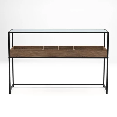 Reattie Glass Top Entryway Table Brown/Matte Black - HOMES: Inside + Out 2 Reattie Glass Top Entryway Table Brown/Matte Black - HOMES: Inside + Out - Image 2