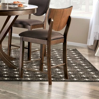 Set Of 2 Raven Padded Seat Counter Height Barstools Walnut - HOMES: Inside + Out 1 Set Of 2 Raven Padded Seat Counter Height Barstools Walnut - HOMES: Inside + Out