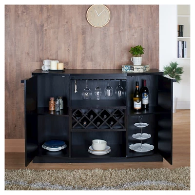 Rosio Transitional Criss Cross Wine Storage Dining Buffet Black - HOMES: Inside + Out 2 Rosio Transitional Criss Cross Wine Storage Dining Buffet Black - HOMES: Inside + Out - Image 2
