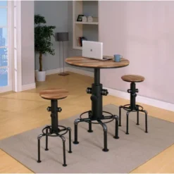 3pc Regalla Industrial Bar Height Dining Table Set Antique Black/Natural Tone - HOMES: Inside + Out -Inside out home GUEST 5545f8e4 07b7 4b25 a461 53ec06fdf57c