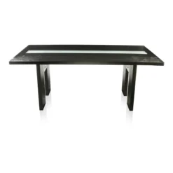 7pc Stevenson Glass Insert Open Shelf W/Led Lights Dining Table Set Black - HOMES: Inside + Out -Inside out home GUEST 56180ad8 1b23 414c 865f 728419c865cc