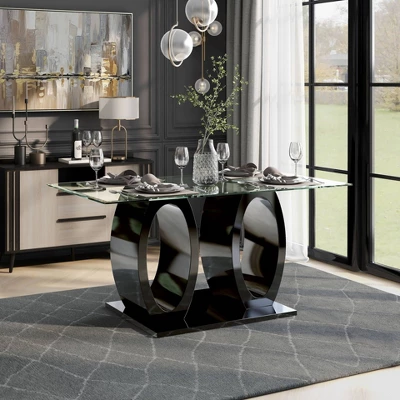 Spearelton Double Oval Pedestal Dining Table Black - HOMES: Inside + Out 3 Spearelton Double Oval Pedestal Dining Table Black - HOMES: Inside + Out - Image 3