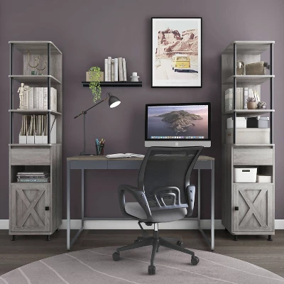 3pc Clander TV Stand And Bookcase Tower Set Vintage Gray Oak - HOMES: Inside + Out 6 3pc Clander TV Stand And Bookcase Tower Set Vintage Gray Oak - HOMES: Inside + Out - Image 6