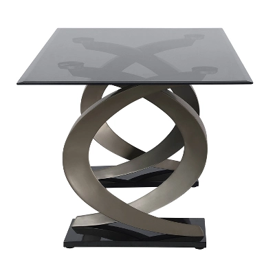 58" Gleneagles Modern Rectangle Glass Top Dining Table Gray/Champagne/Black - HOMES: Inside + Out 5 58" Gleneagles Modern Rectangle Glass Top Dining Table Gray/Champagne/Black - HOMES: Inside + Out - Image 5