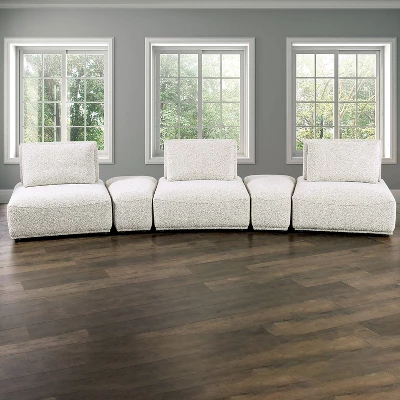 HOMES: Inside + Out 5pc Povoa 159" Modular Curved Sectional Sofa Modern Boucle With Extendable Backrest Light Gray 1 HOMES: Inside + Out 5pc Povoa 159" Modular Curved Sectional Sofa Modern Boucle With Extendable Backrest Light Gray