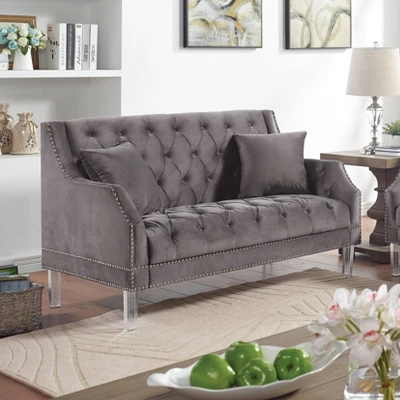 Pernice Button Tufted Chenille Loveseat Gray - HOMES: Inside + Out 1 Pernice Button Tufted Chenille Loveseat Gray - HOMES: Inside + Out