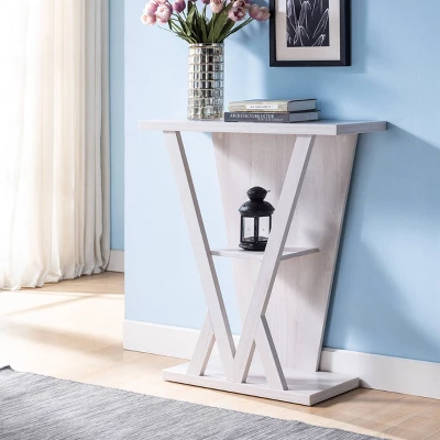 Nebra 3 Shelf Console Table White Oak - HOMES: Inside + Out 1 Nebra 3 Shelf Console Table White Oak - HOMES: Inside + Out