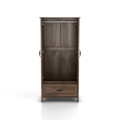 Nurembo 1 Drawer Wardrobe Closet Distressed Walnut - HOMES: Inside + Out 8 Nurembo 1 Drawer Wardrobe Closet Distressed Walnut - HOMES: Inside + Out - Image 8