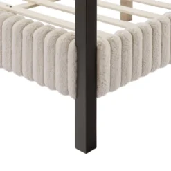 HOMES: Inside + Out Queen Barrette Canopy Platform Bed With Corduroy Upholstered Bed Light Brown -Inside out home GUEST 62d777a7 d812 4bc5 b54a 954c2e07a0fd