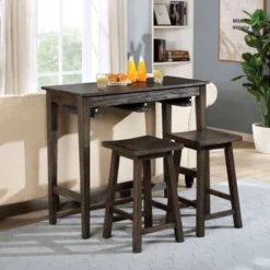 3pc Helbrana Bar Height Dining Set Gray - HOMES: Inside + Out