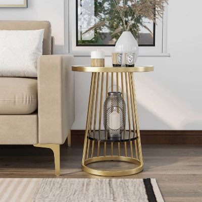 Tinful Modern Round Side Table - HOMES: Inside + Out 1 Tinful Modern Round Side Table - HOMES: Inside + Out
