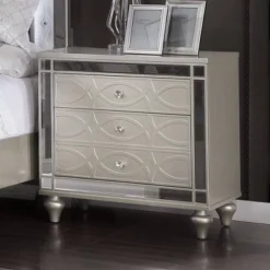 La Mesa 3 Drawer Glam Nightstand Silver - HOMES: Inside + Out