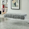 42" Korbin Faux Fur Like Glam Bench Gray - HOMES: Inside + Out