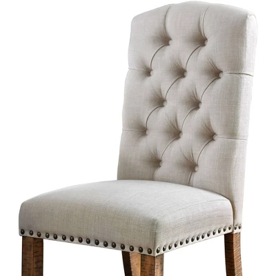 2pk Shelia Nailhead Trim Upholstered Side Chairs Rustic Pine/Ivory - HOMES: Inside + Out 2 2pk Shelia Nailhead Trim Upholstered Side Chairs Rustic Pine/Ivory - HOMES: Inside + Out - Image 2