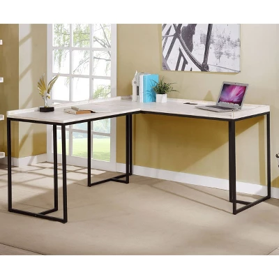 Branar L Shape Computer Desk With USB Port - HOMES: Inside + Out 1 Branar L Shape Computer Desk With USB Port - HOMES: Inside + Out