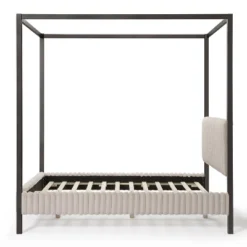 HOMES: Inside + Out Queen Barrette Canopy Platform Bed With Corduroy Upholstered Bed Light Brown -Inside out home GUEST 6a0feaf5 a327 4364 84a7 3524723ca91d