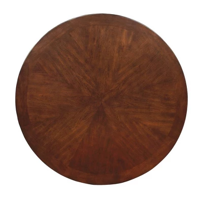 Round Table Top With Pedestal Dining Table Wood/Brown Cherry - HOMES: Inside + Out 3 Round Table Top With Pedestal Dining Table Wood/Brown Cherry - HOMES: Inside + Out - Image 3