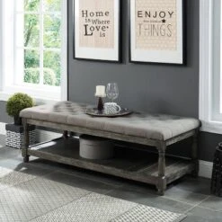 Arianna Tufted Bench Gray - HOMES: Inside + Out