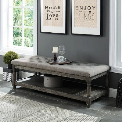 Arianna Tufted Bench Gray - HOMES: Inside + Out 1 Arianna Tufted Bench Gray - HOMES: Inside + Out