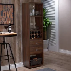 Iohomes Sierri Contemporary Wine Cabinet Dark Walnut - HOMES: Inside + Out