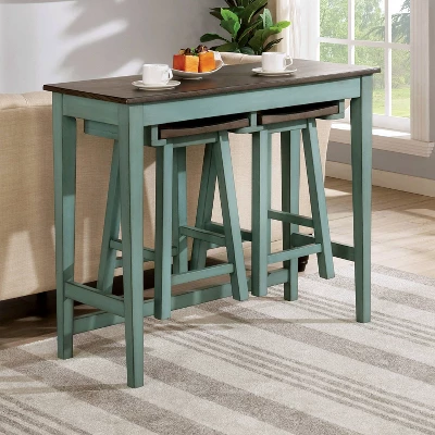 3pc Helbrana Bar Height Dining Set Green - HOMES: Inside + Out 1 3pc Helbrana Bar Height Dining Set Green - HOMES: Inside + Out