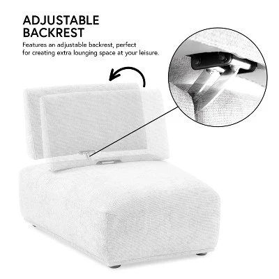 HOMES: Inside + Out 5pc Povoa 159" Modular Curved Sectional Sofa Modern Boucle With Extendable Backrest Light Gray 2 HOMES: Inside + Out 5pc Povoa 159" Modular Curved Sectional Sofa Modern Boucle With Extendable Backrest Light Gray - Image 2