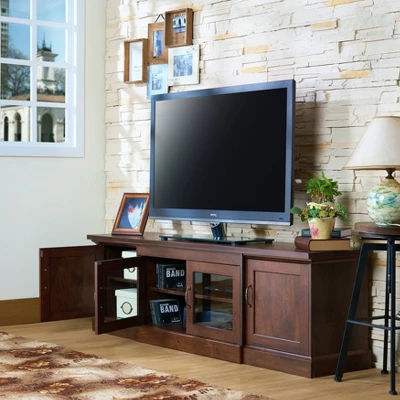 Octafar Multi Functional Storage TV Stand For TVs Up To 75" Vintage Walnut - HOMES: Inside + Out 2 Octafar Multi Functional Storage TV Stand For TVs Up To 75" Vintage Walnut - HOMES: Inside + Out - Image 2