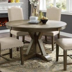 Iohomes Jellison Transitional Round Dining Table Light Oak - HOMES: Inside + Out