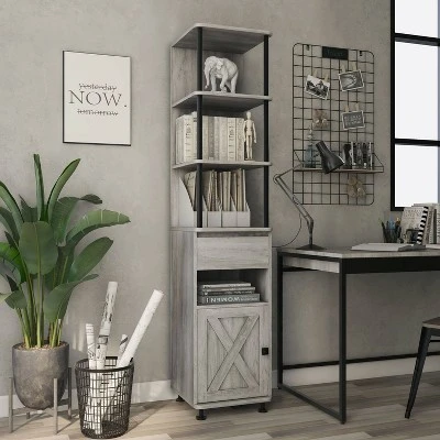 3pc Clander TV Stand And Bookcase Tower Set Vintage Gray Oak - HOMES: Inside + Out 7 3pc Clander TV Stand And Bookcase Tower Set Vintage Gray Oak - HOMES: Inside + Out - Image 7