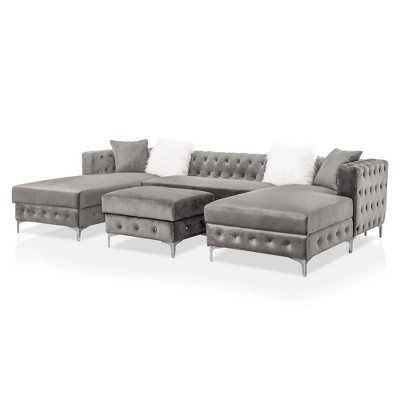 Elmhurst U Shaped Deep Button Tufted Sectional With Ottoman - HOMES: Inside + Out 7 Elmhurst U Shaped Deep Button Tufted Sectional With Ottoman - HOMES: Inside + Out - Image 7