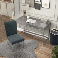 2pc Singger Writing Desk With Chair Gray - HOMES: Inside + Out 11 2pc Singger Writing Desk With Chair Gray - HOMES: Inside + Out -Inside out home GUEST 71150932 5aab 46fc 8938 81ddac3b805e