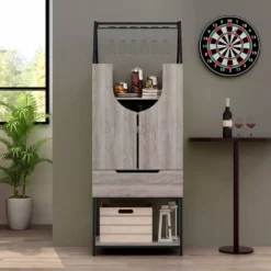 Meluse Multi Storage Wine Cabinet Vintage Gray - HOMES: Inside + Out