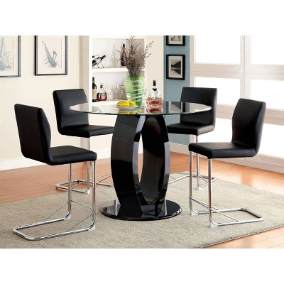 5pc Spearelton Oval Pedestal Round Dining Table Set Black - HOMES: Inside + Out 1 5pc Spearelton Oval Pedestal Round Dining Table Set Black - HOMES: Inside + Out