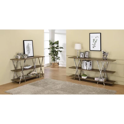 47" Seto 3 Shelf Console Table Dark Oak - HOMES: Inside + Out 5 47" Seto 3 Shelf Console Table Dark Oak - HOMES: Inside + Out - Image 5