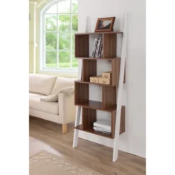Ascencio Ladder Bookshelf And Display Case White/Walnut - HOMES: Inside + Out