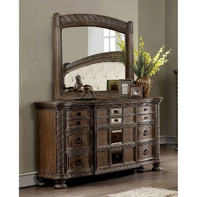 2pc Lellen Dresser And Mirror Set Rustic Natural Tone - HOMES: Inside + Out 1 2pc Lellen Dresser And Mirror Set Rustic Natural Tone - HOMES: Inside + Out