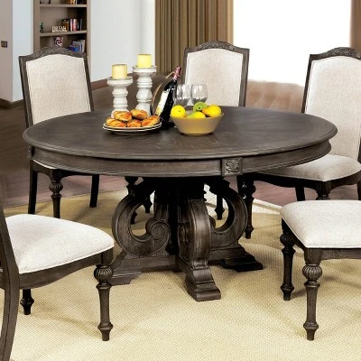 60" Darja Round Wood Dining Table Brown - HOMES: Inside + Out 1 60" Darja Round Wood Dining Table Brown - HOMES: Inside + Out