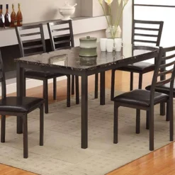 60" Larriston Faux Marble Top Dining Table Black - HOMES: Inside + Out