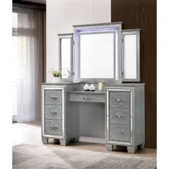2pc Mallery Vanity Set With Stool Silver - HOMES: Inside + Out -Inside out home GUEST 7c013e39 84dd 4232 a898 7fd69f033509