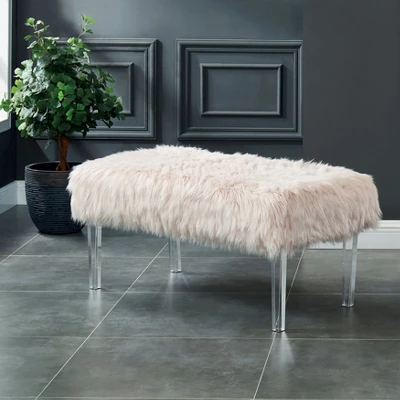 42" Korbin Faux Fur Like Glam Bench Pink - HOMES: Inside + Out 1 42" Korbin Faux Fur Like Glam Bench Pink - HOMES: Inside + Out