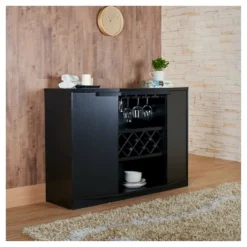 Rosio Transitional Criss Cross Wine Storage Dining Buffet Black - HOMES: Inside + Out 8 Rosio Transitional Criss Cross Wine Storage Dining Buffet Black - HOMES: Inside + Out -Inside out home GUEST 83a61cc8 0032 425c 94be 85dd2c4b2896