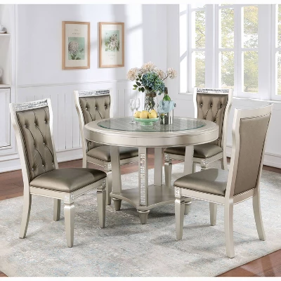 5pc Jenra Round Dining Set Champagne/Warm Gray - HOMES: Inside + Out 1 5pc Jenra Round Dining Set Champagne/Warm Gray - HOMES: Inside + Out