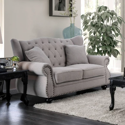 Irving Tufted Loveseat Light Gray - HOMES: Inside + Out 2 Irving Tufted Loveseat Light Gray - HOMES: Inside + Out - Image 2