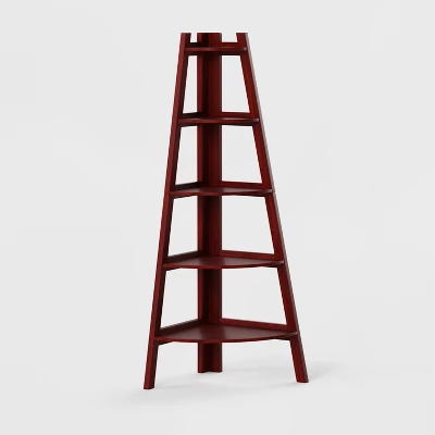 63.25" Lynch 5 Shelf Corner Bookcase - HOMES: Inside + Out 2 63.25" Lynch 5 Shelf Corner Bookcase - HOMES: Inside + Out - Image 2